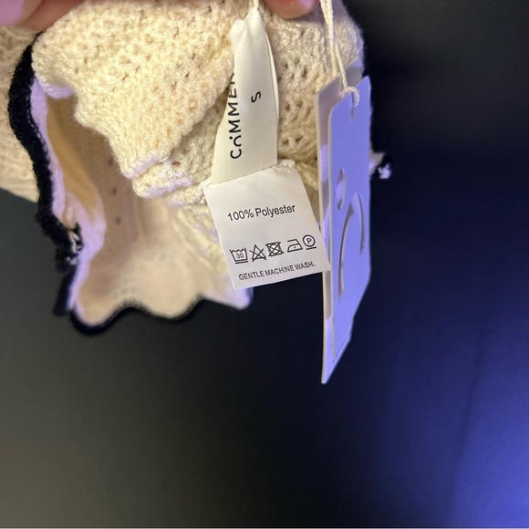 Commense Maze Crochet Eyelet Flounce Knit Sweater Tank Top S NWT - Picture 5 of 9